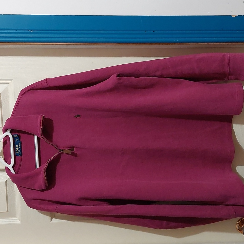 Polo Ralph Lauren Quarter Zip Sweater Men's XL Plum Preppy Burgundy Red Pullover